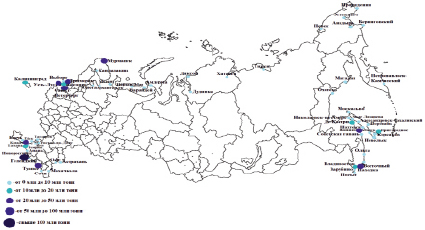 Основные морские порты нашей страны на карте